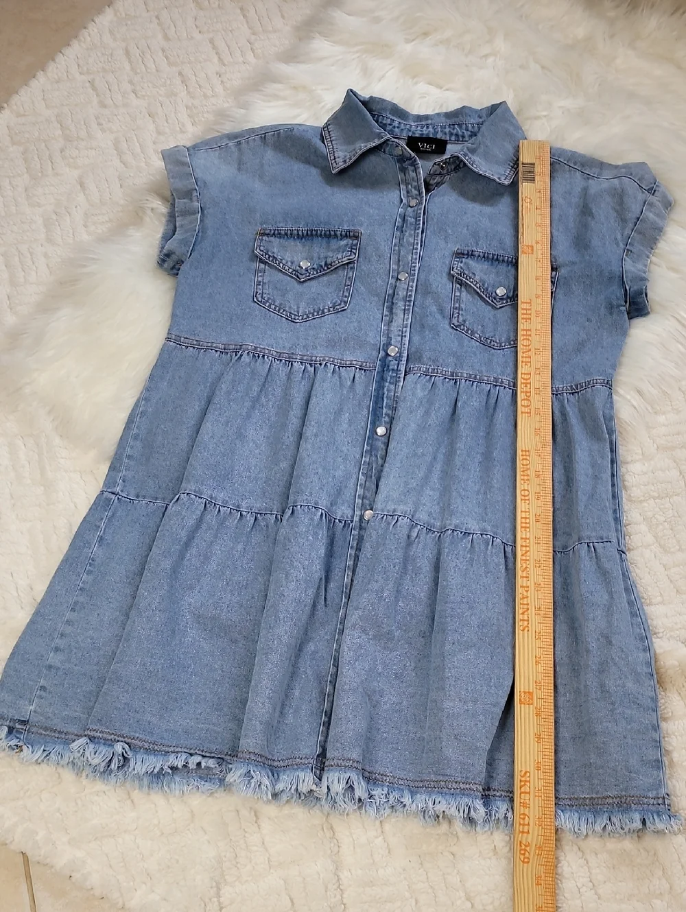 VICI Tiered Denim Babydoll Dress. Sz: Small